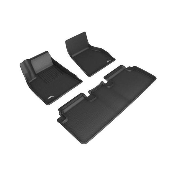3D Maxpider 3D MAXpider L01301509 Kagu 2 Row Floor Mat Set for 2015-2020 Tesla Model S; Black A3D-L01301509